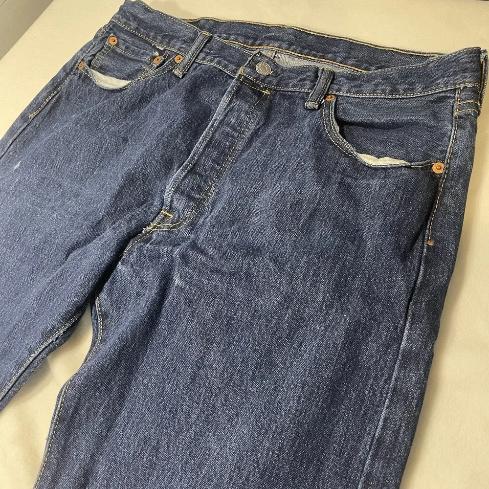 Levi's 501 Premium Jeans Mens W36 X L34 Button Fly Denim Blue Straight Leg